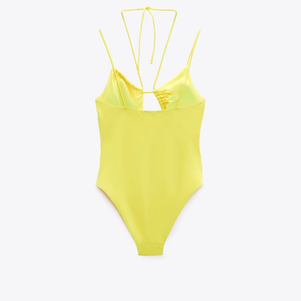 Zara Yellow Asymmetric Crisscross swimwear. NWT. - Picture 2 of 3